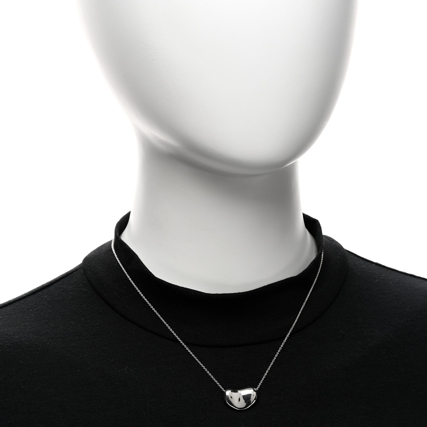 Tiffany Sterling Silver 19mm Elsa Peretti Bean Pendant Necklace 2 of 5