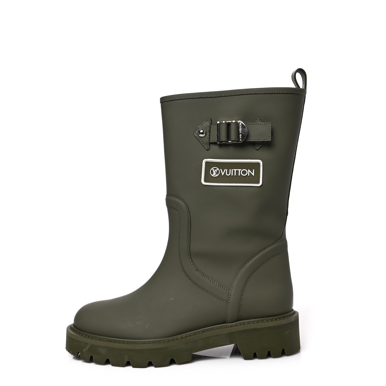 Louis Vuitton Rubber Calfskin Territory Flat Boots 38 Khaki 1 of 7