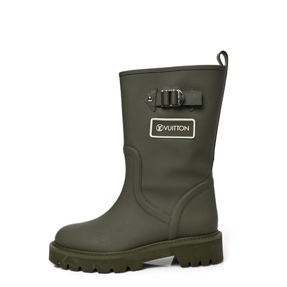 Louis Vuitton Rubber Calfskin Territory Flat Boots 38 Khaki 1 of 7