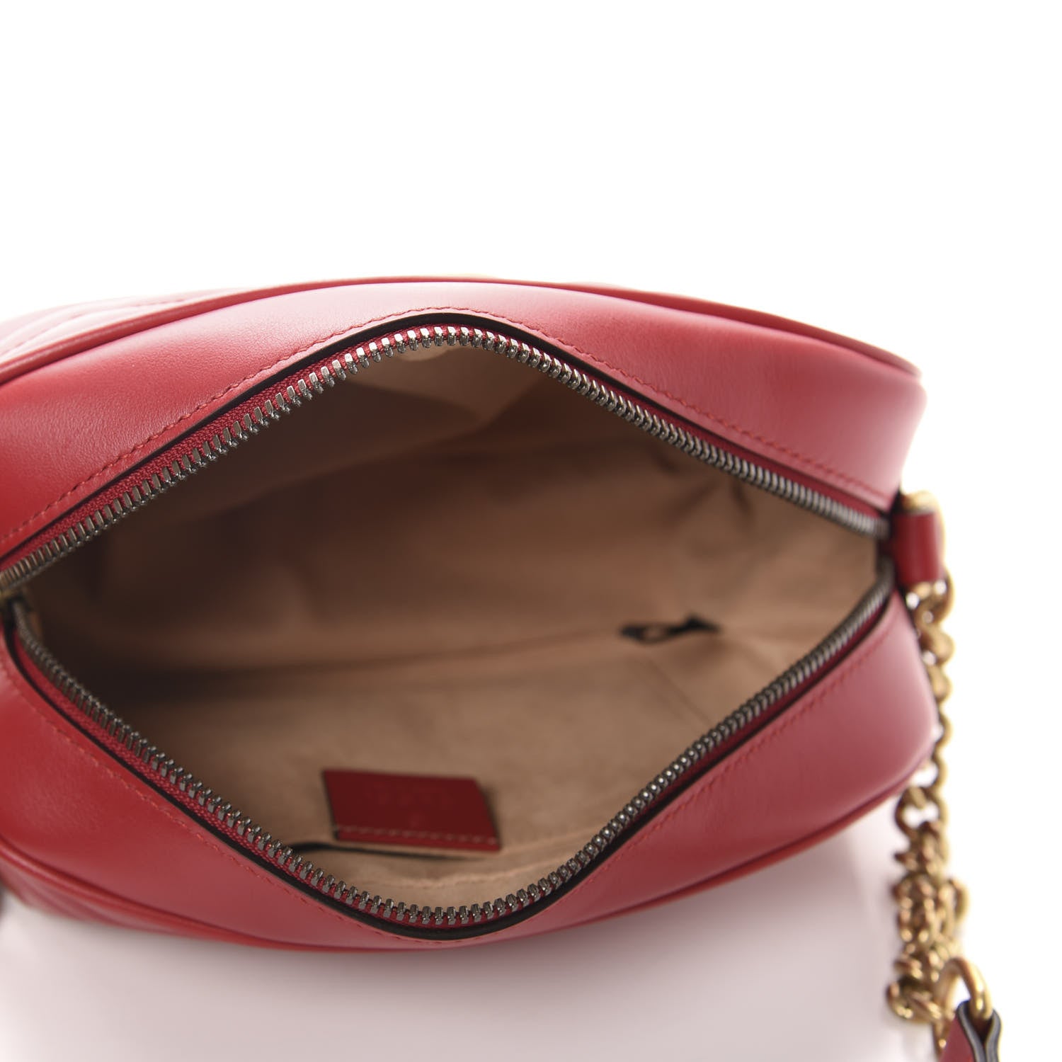 Gucci Calfskin Matelasse Small GG Marmont Chain Shoulder Bag Hibiscus Red 5 of 11