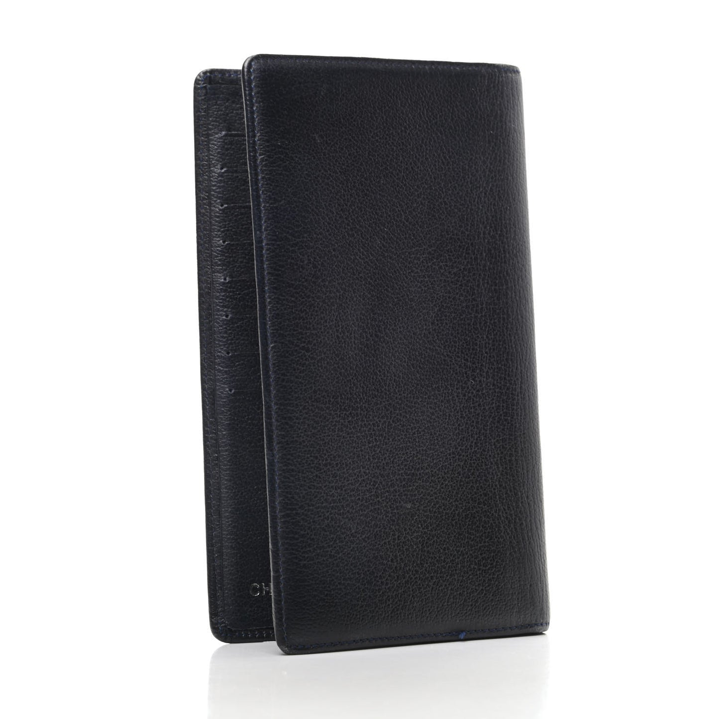 Goatskin Camellia Embossed Yen Wallet Black