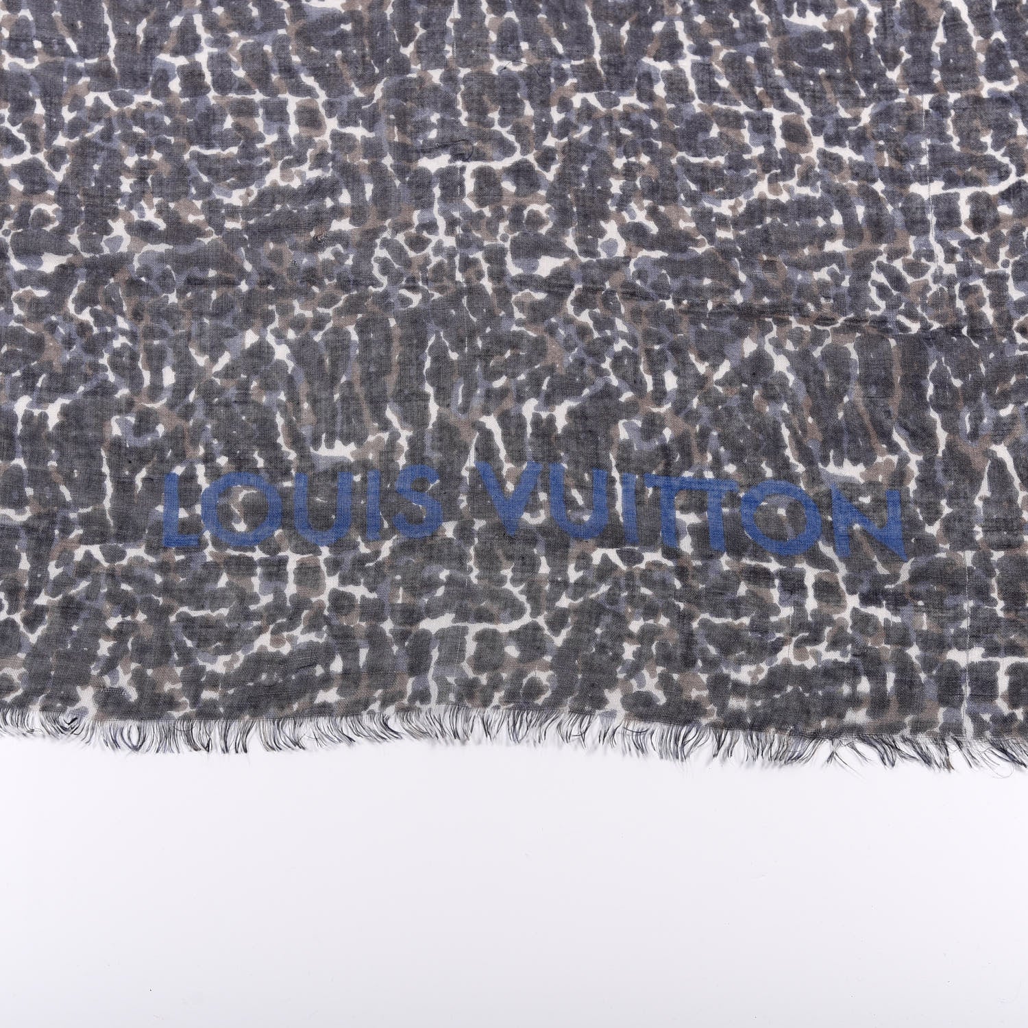 Louis Vuitton Cashmere Silk Leopard Scarf Grey 2 of 3