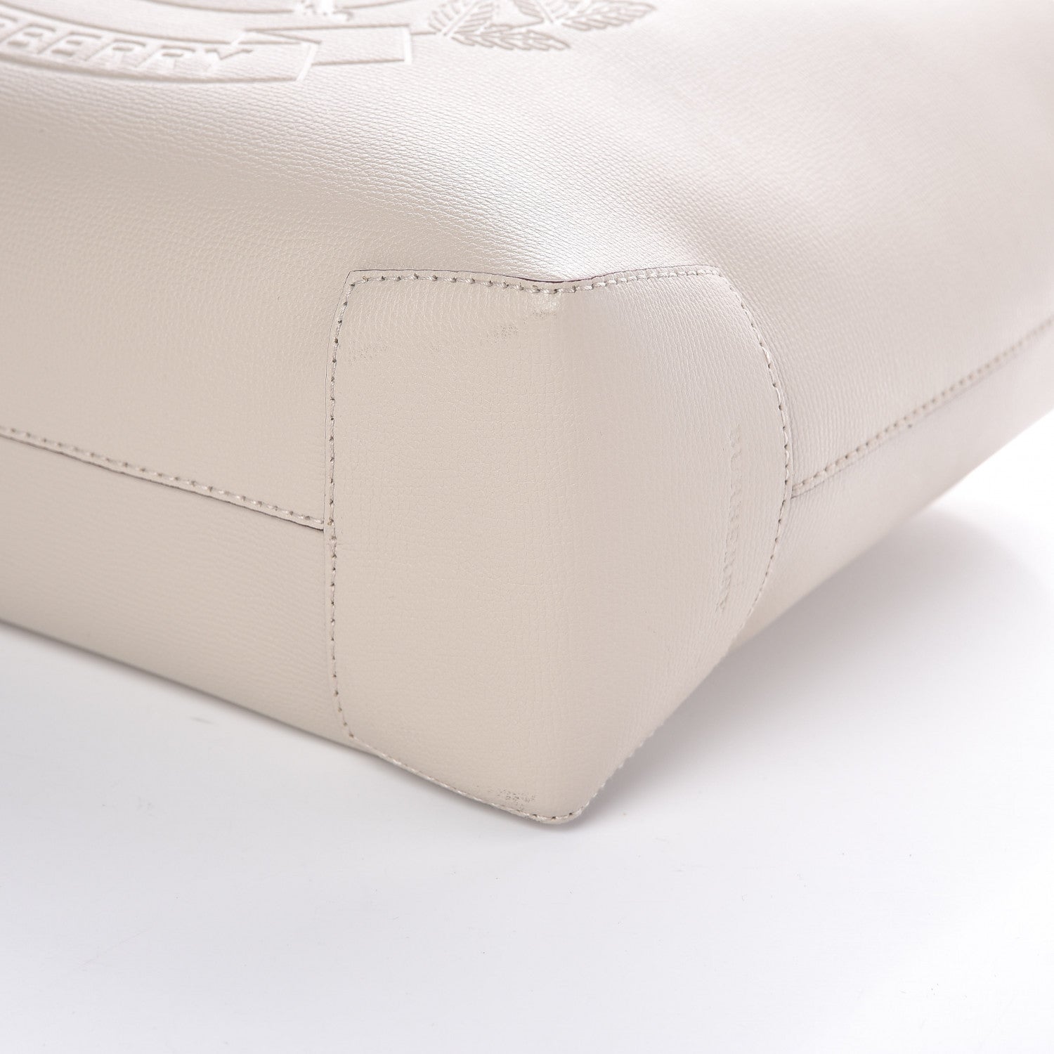 Burberry Calfskin Crest Embossed Small Tote Limestone 8 of 8