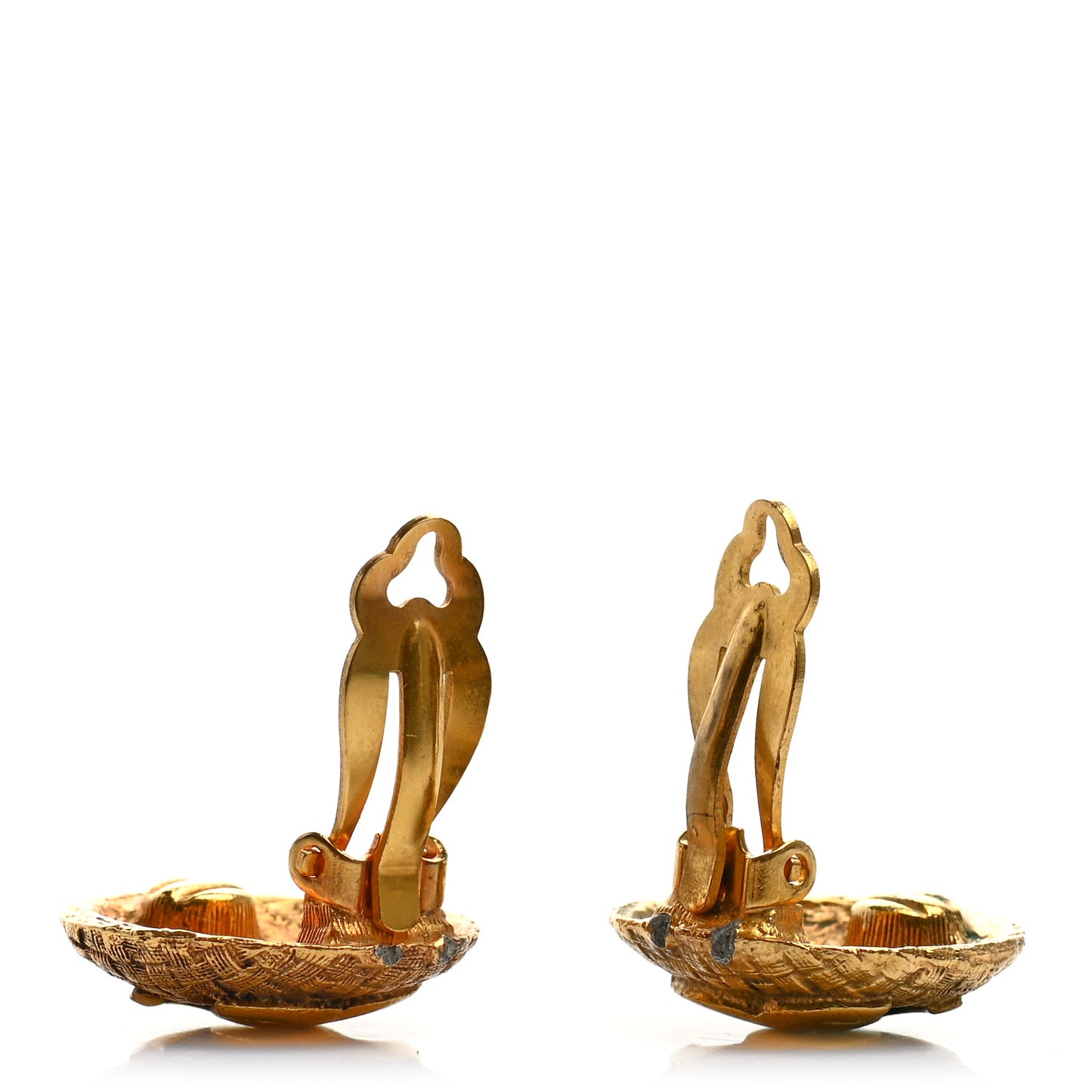 Metal Large CC Clip On Earrings Gold