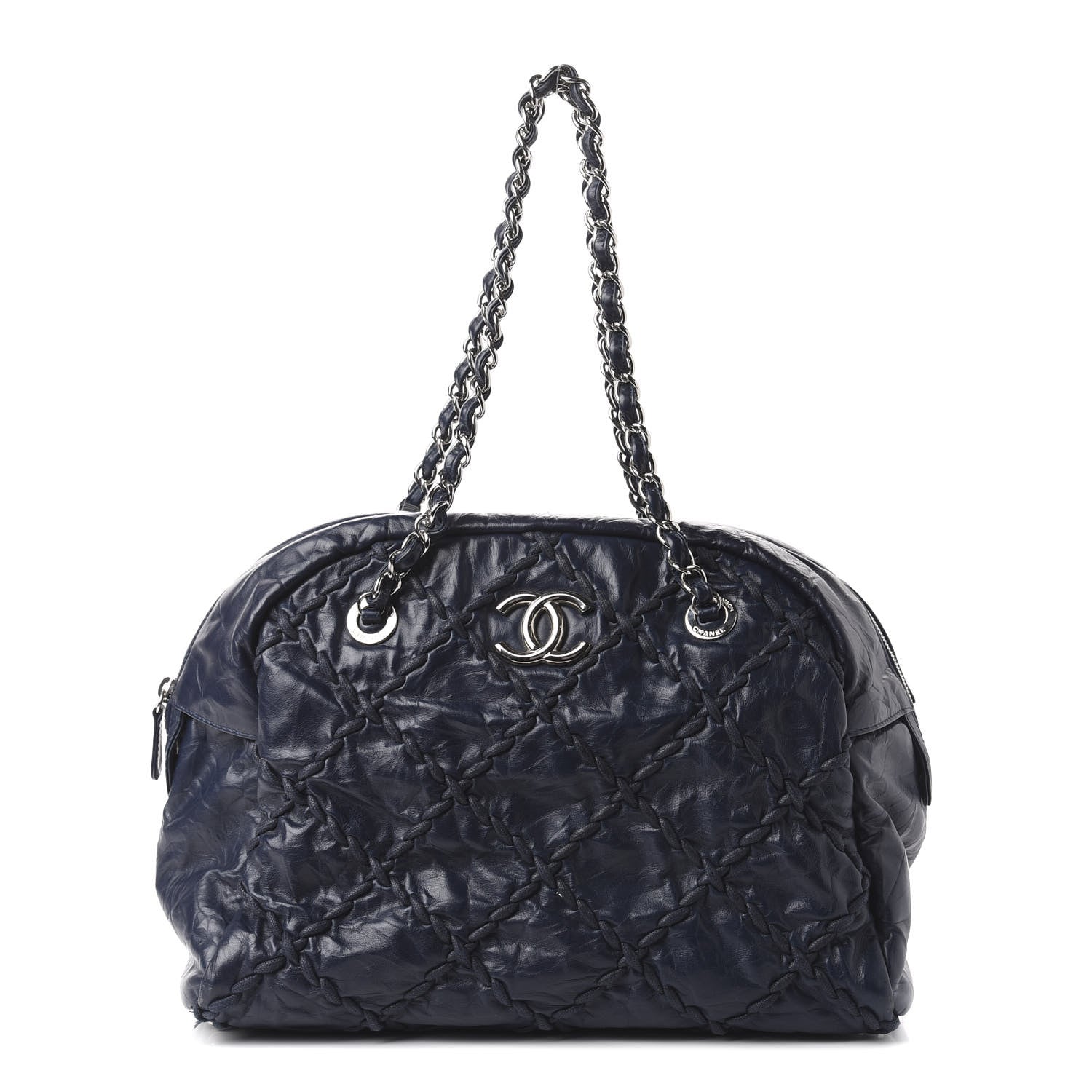 Chanel Calfskin Ultra Stitch Bowler Navy 1 of 15