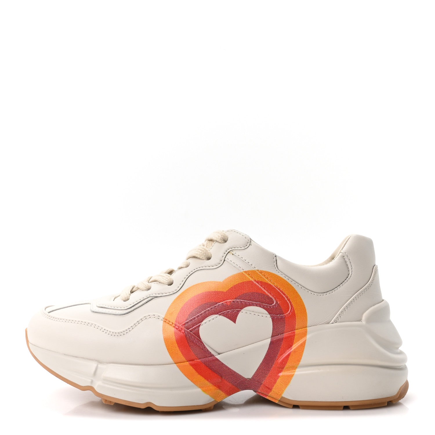 Gucci Calfskin Interlocking G Heart Rhyton Sneakers 35 Mystic White 1 of 10