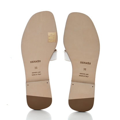 Hermes Box Calfskin Oran Sandals 36 White 5 of 9