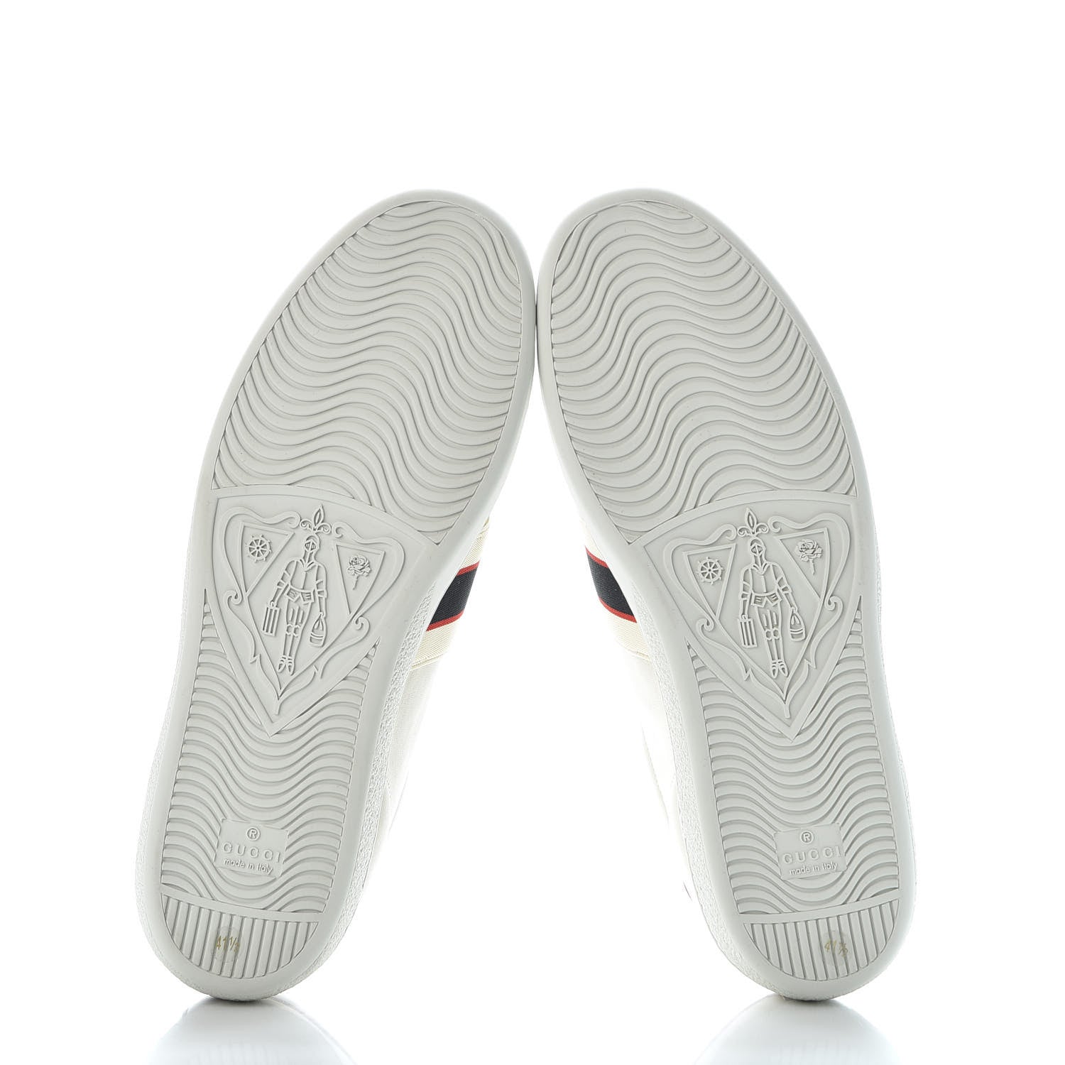 Gucci Calfskin Stripe Womens New Ace Sneakers 41 New Mystic White Ecru Red Flame 6 of 11