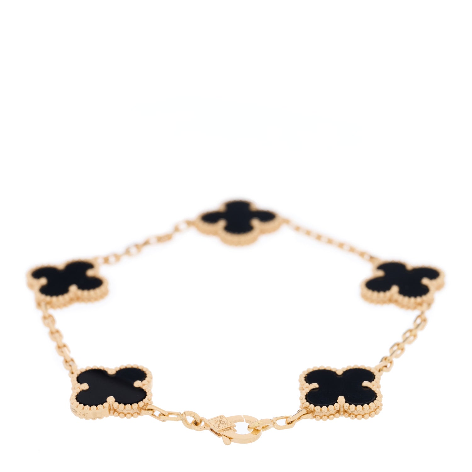 Van Cleef & Arpels 18K Yellow Gold Black Onyx 5 Motifs Vintage Alhambra Bracelet 2 of 3