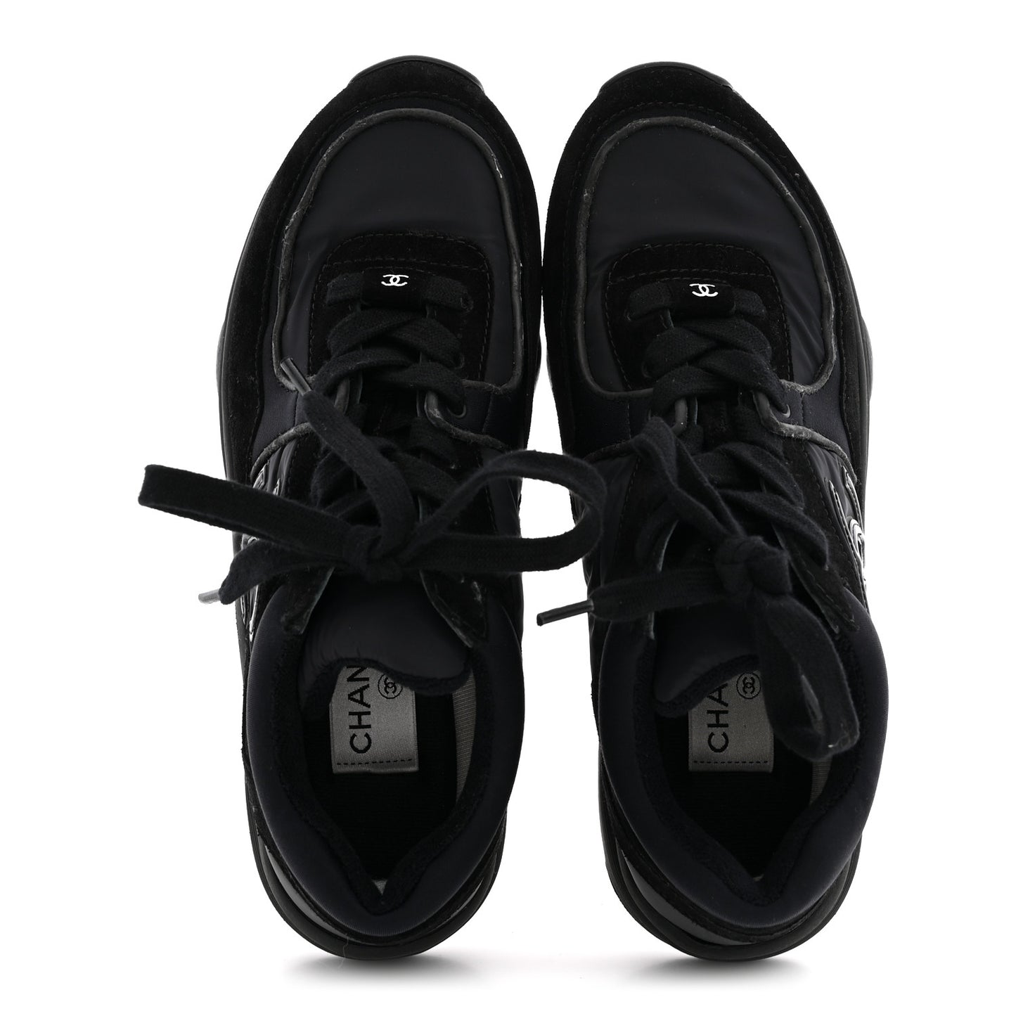 Fabric Calfskin Suede CC Sneakers 38 Black