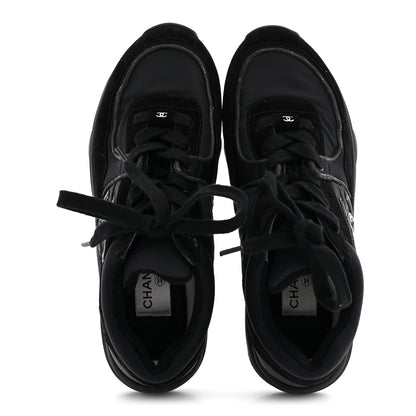 Chanel Fabric Calfskin Suede CC Sneakers 38 Black 2 of 10