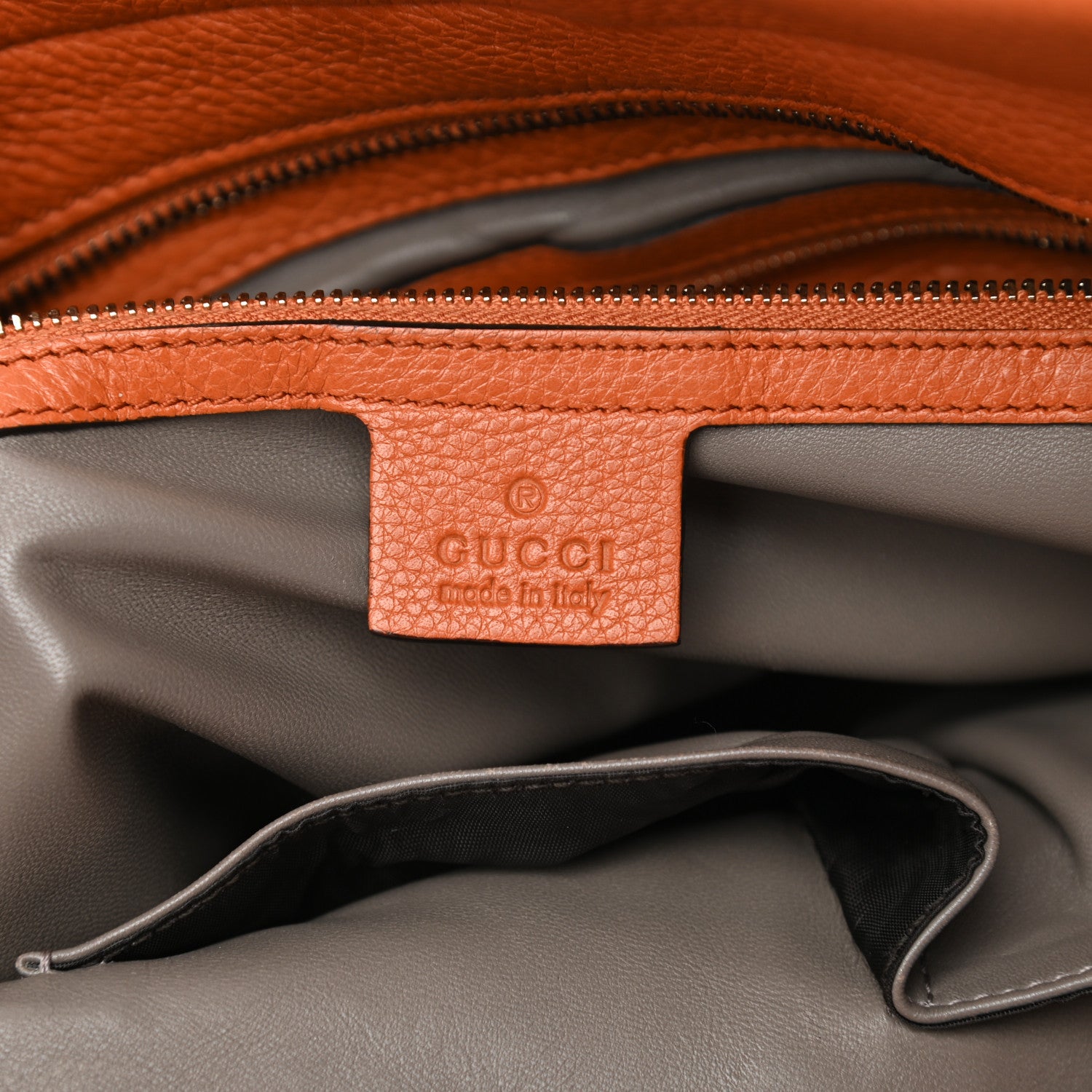 Gucci Pebbled Calfskin Large Lady Tassel Top Handle Bag Orange 6 of 22