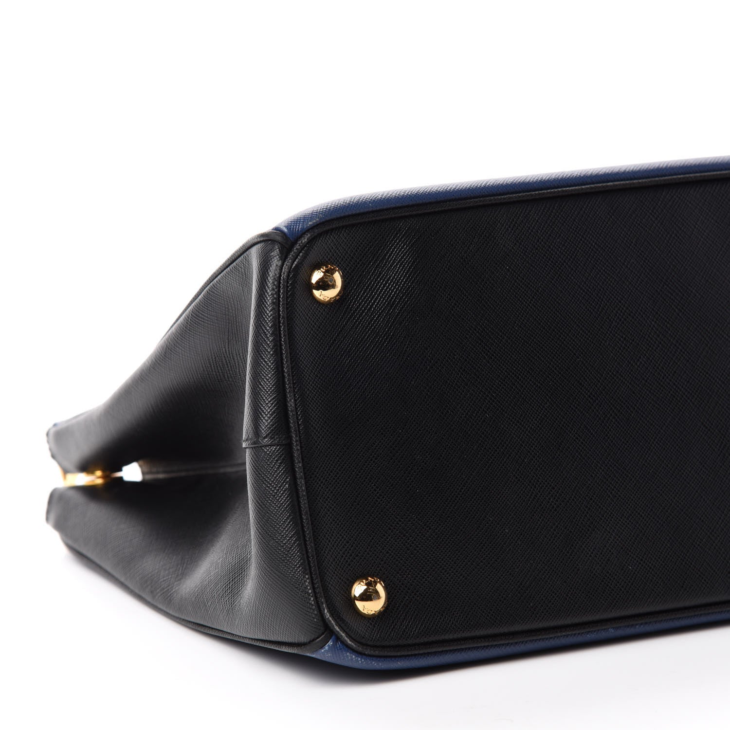Prada Saffiano Lux Bi-Color Medium Tote Bluette Black 6 of 11