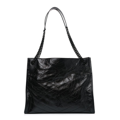 Saint Laurent Crinkled Calfskin Matelasse Monogram Medium Niki Shopper Tote Black 1 of 4