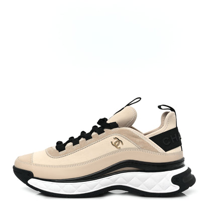 Chanel Velvet Calfskin Mixed Fibers CC Sneakers 40 Beige 1 of 9
