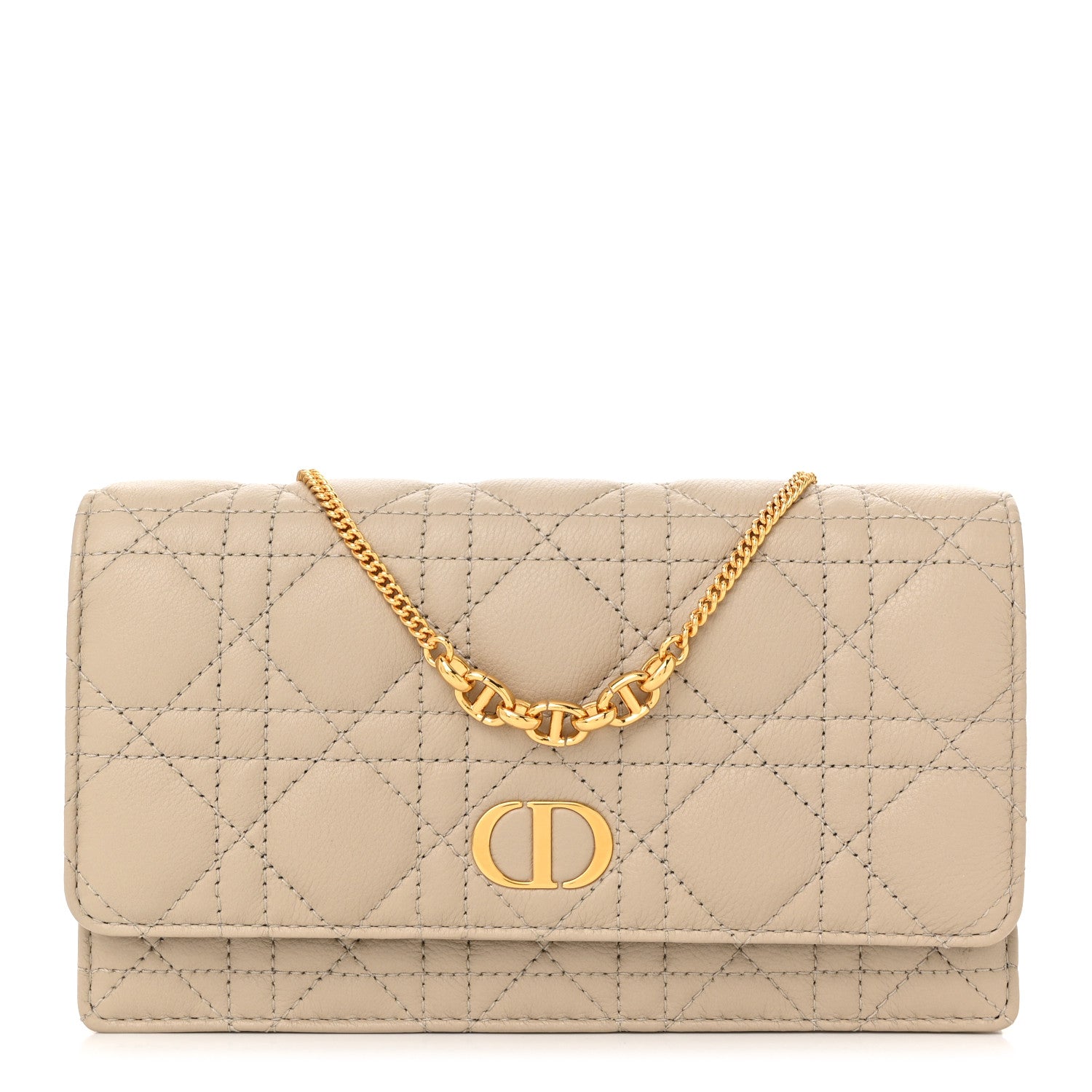 Christian Dior Supple Calfskin Caro Pouch with Chain Sand 1 of 12