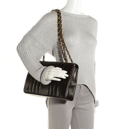 Chanel Lambskin Vertical Quilt Jumbo Flap Black 2 of 8