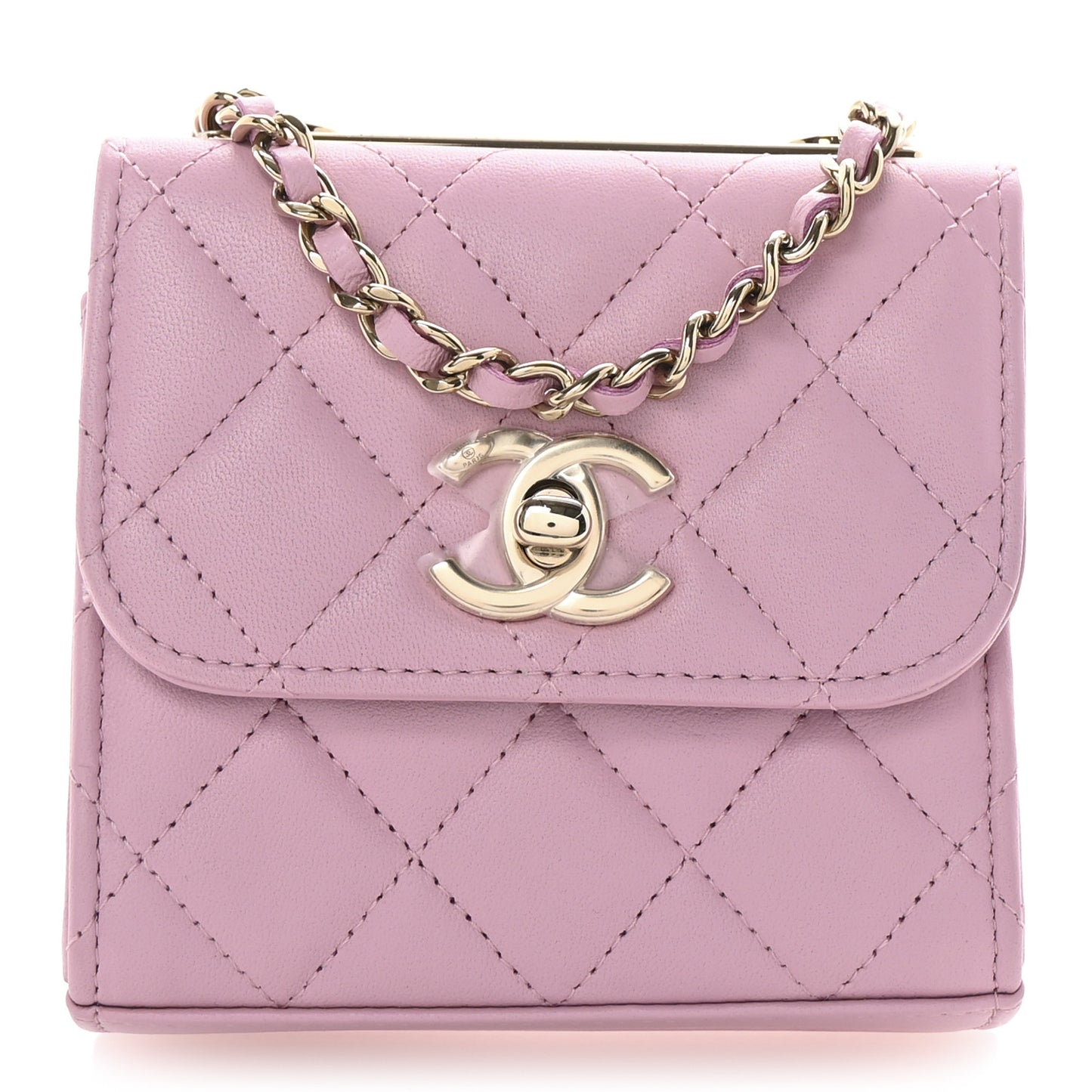 Lambskin Quilted Mini Trendy CC Clutch With Chain Pink