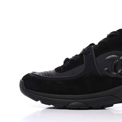 Chanel Nylon Calfskin Suede CC Sneakers 36.5 Black 10 of 18