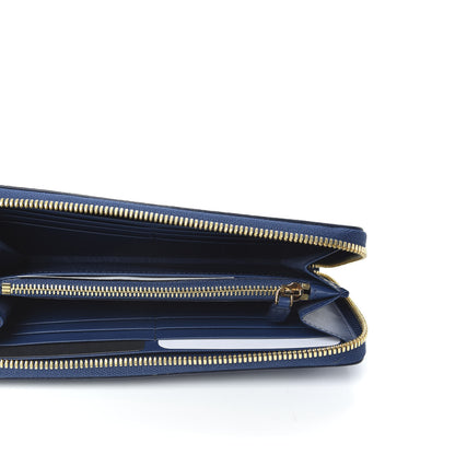 MCM Calfskin Fontanellas Park Avenue Milla Zip Around Wallet Navy Blue 5 of 10