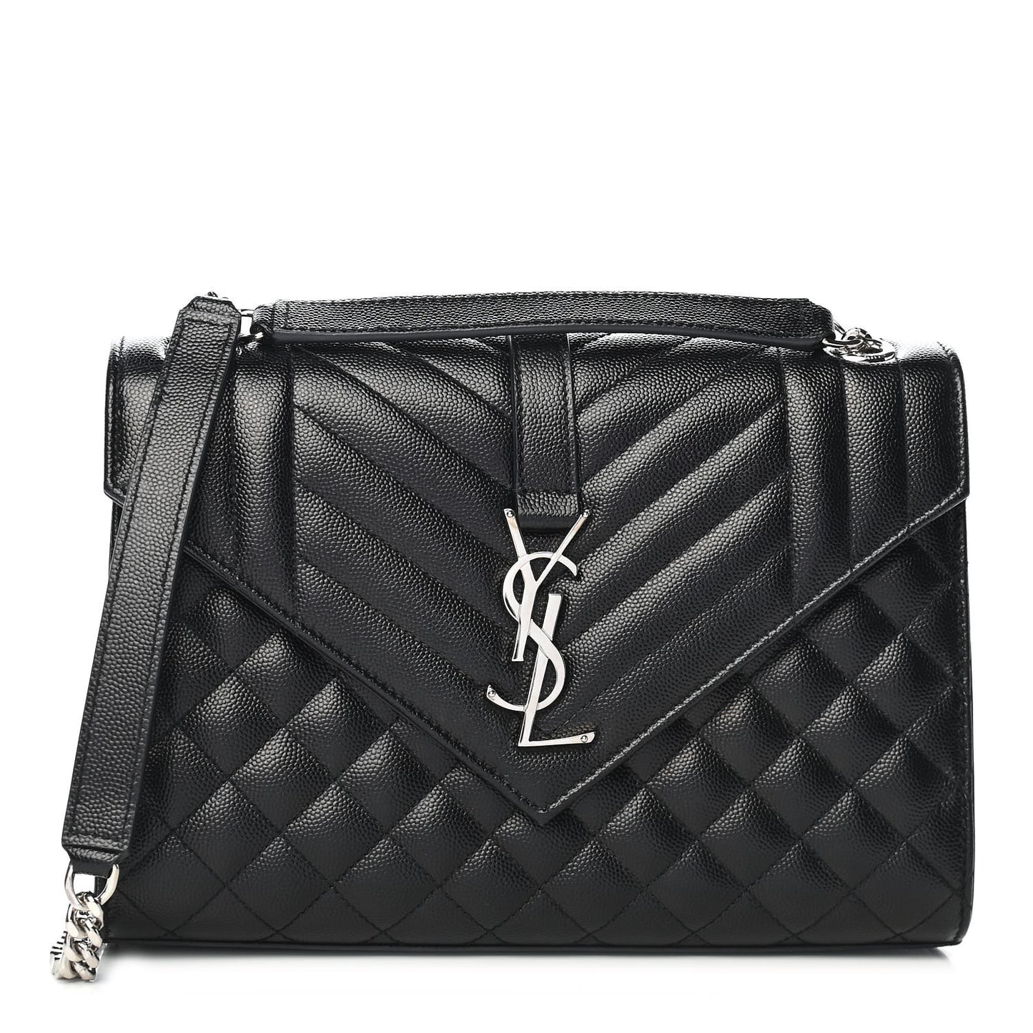 Grain De Poudre Textured Mixed Matelasse Triquilt Medium Monogram Satchel Black