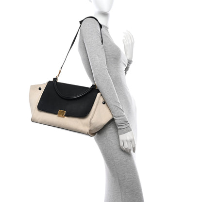 Celine Smooth Calfskin Canvas Medium Trapeze Cream 2 of 17