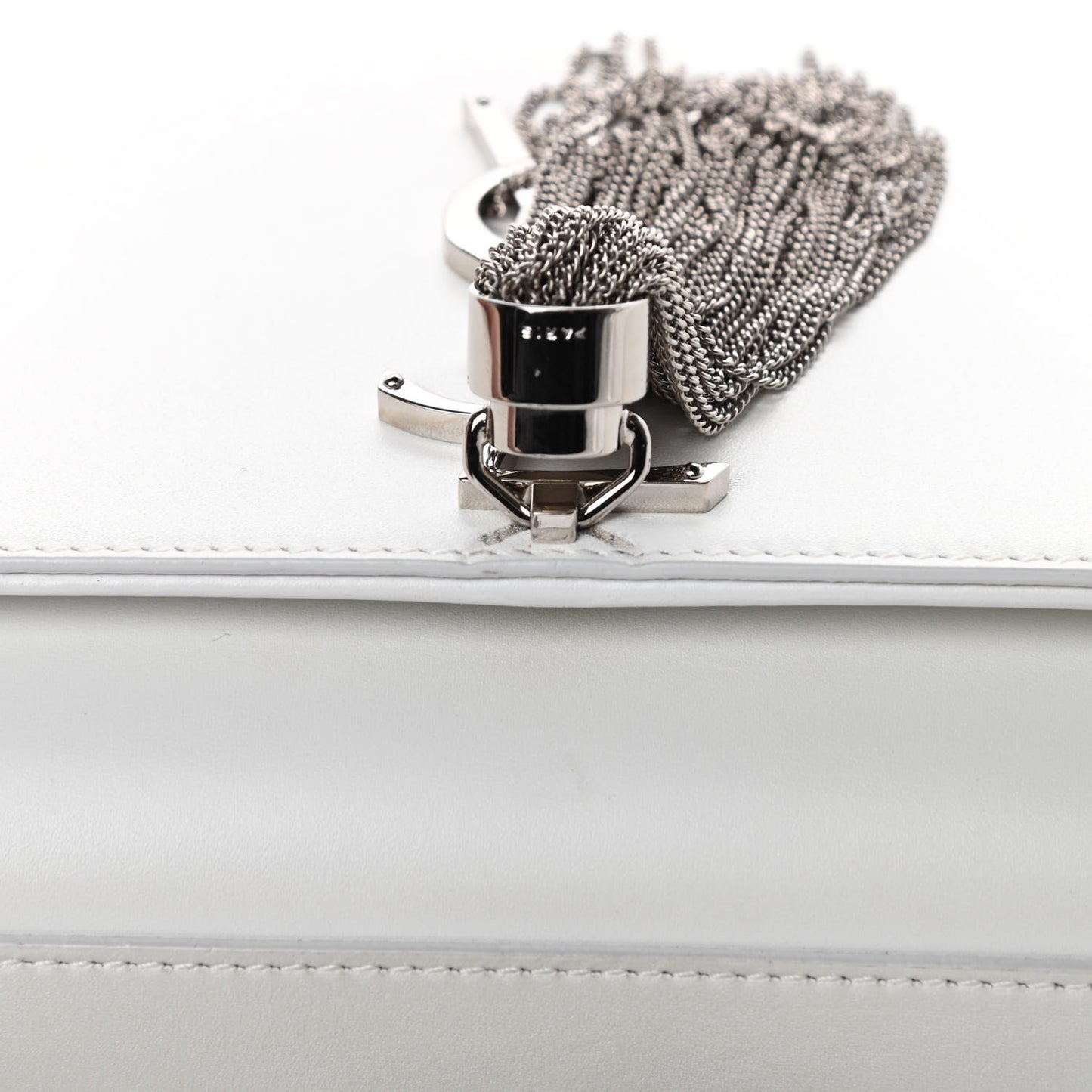 Smooth Calfskin Small Classic Monogram Kate Tassel Satchel Optical White