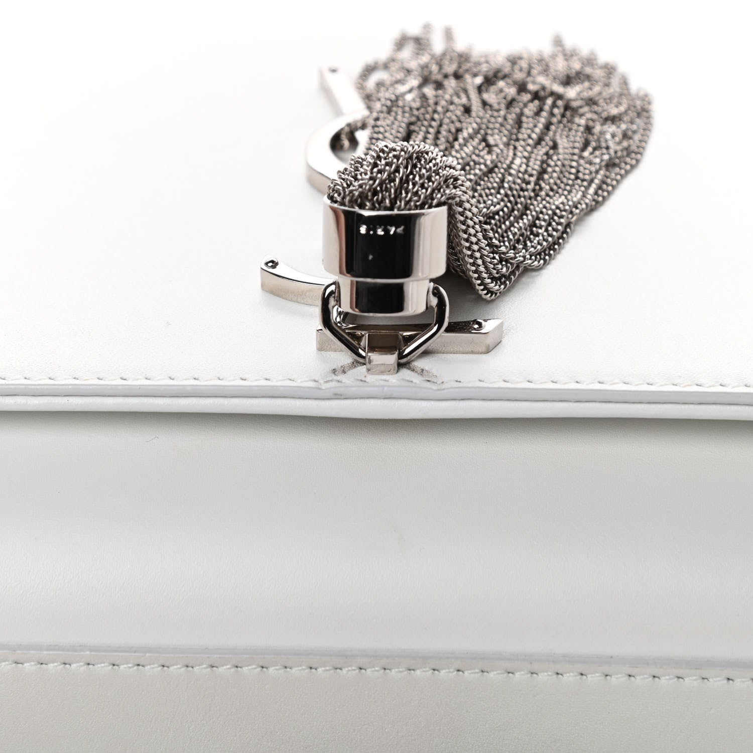 Saint Laurent Smooth Calfskin Small Classic Monogram Kate Tassel Satchel Optical White 16 of 16