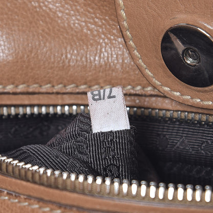Prada Glace Calf Twin Pocket Fringe Tote Caramel 7 of 9