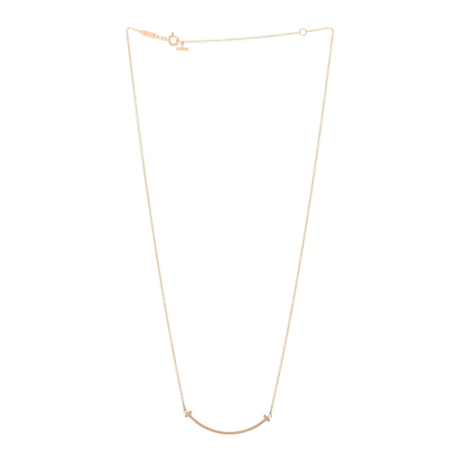 Tiffany 18K Rose Gold Small T Smile Pendant Necklace 3 of 4