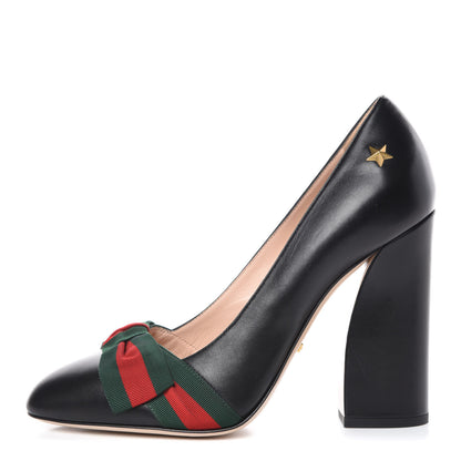 Gucci Malaga Kid Web Bow Pumps 39 Black 1 of 12
