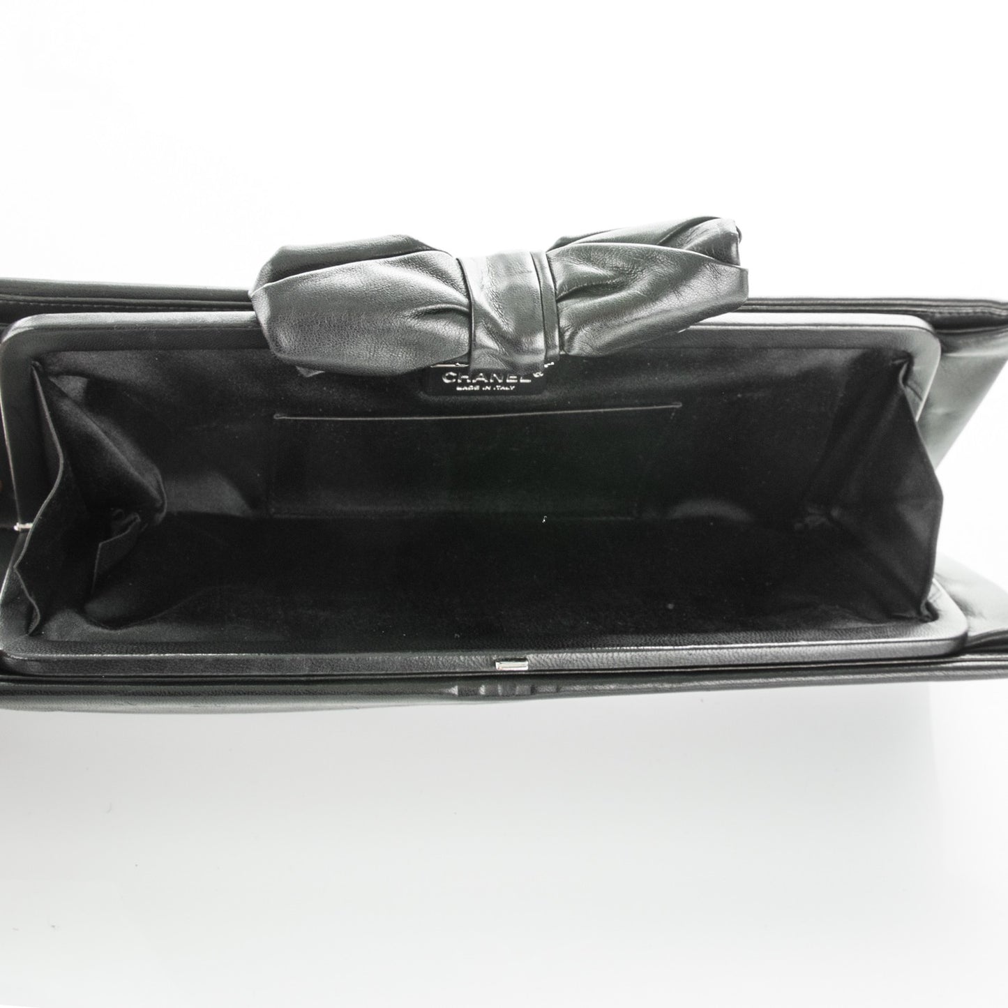 Lambskin Bow Clutch Black