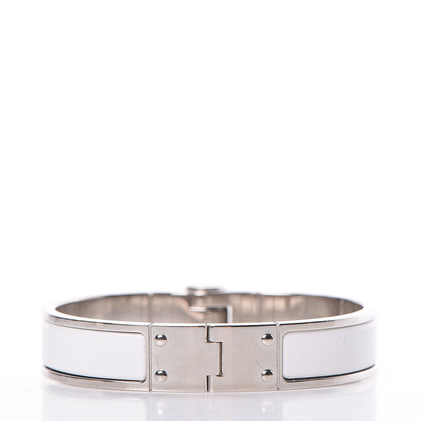 Enamel Charniere Uni Narrow Hinged Bracelet S White