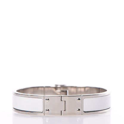Hermes Enamel Charniere Uni Narrow Hinged Bracelet S White 3 of 5