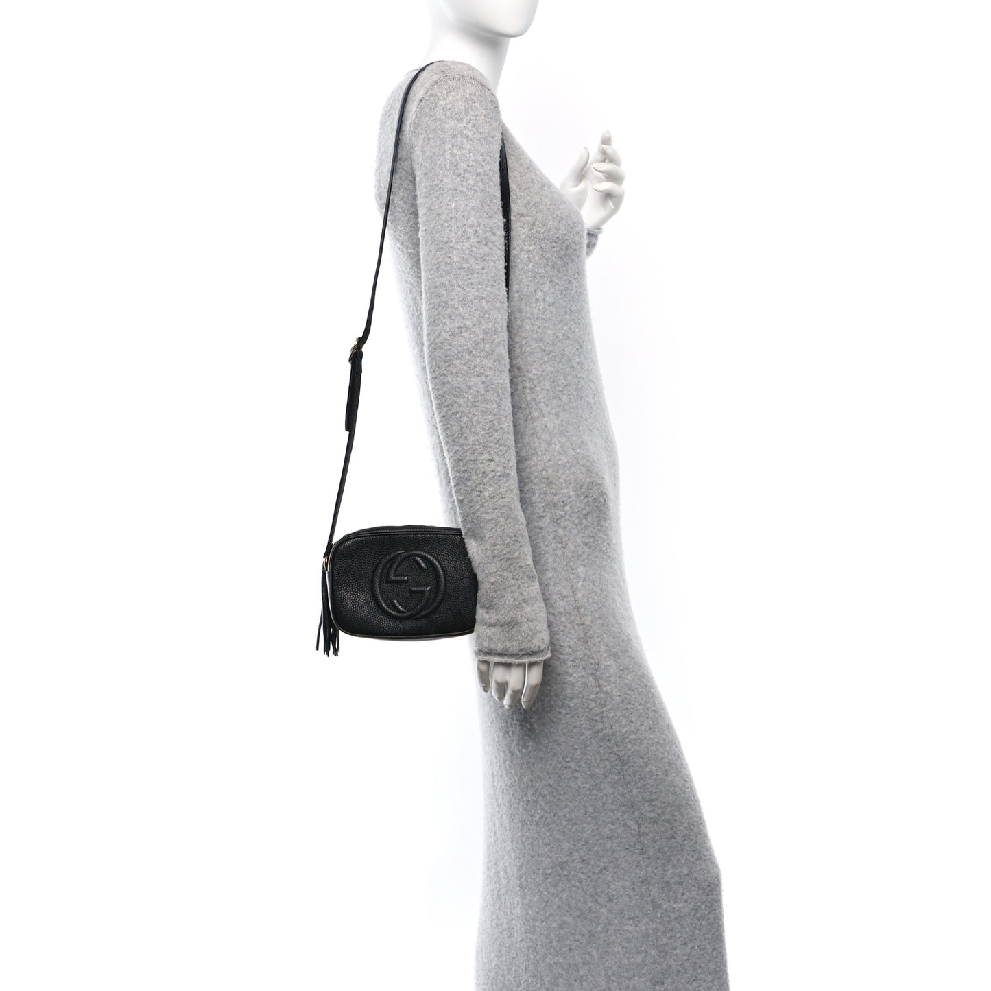 Pebbled Calfskin Small Soho Disco Bag Black