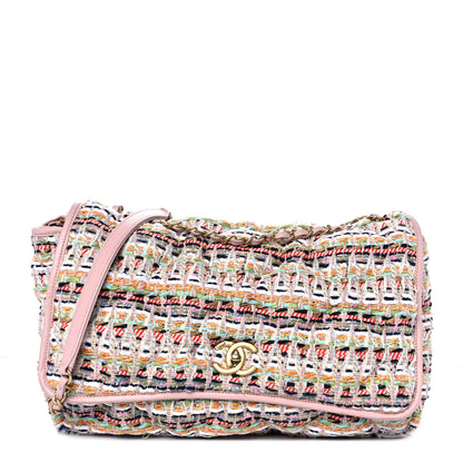 Chanel Lambskin Tweed Maxi Flap Pink Multicolor 1 of 10