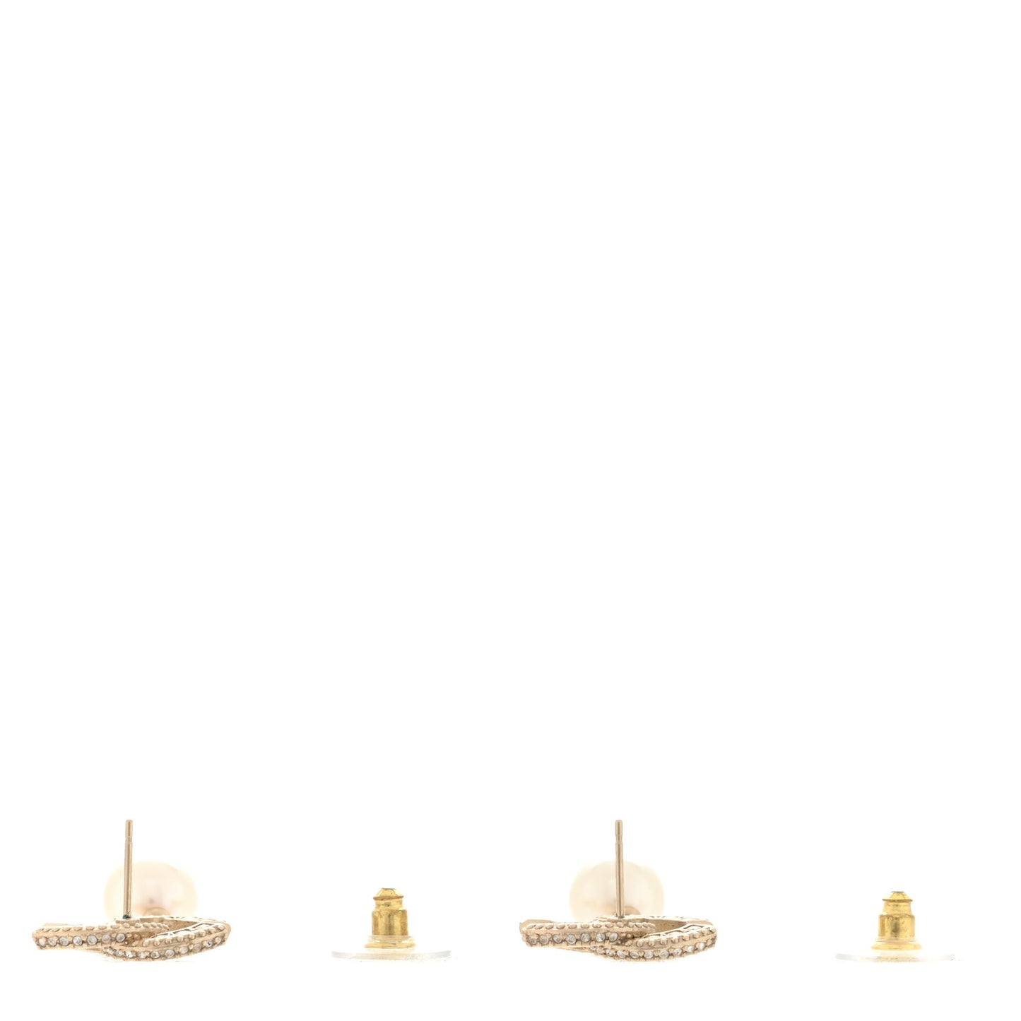 Crystal Pearl CC Drop Earrings Gold