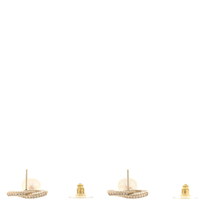 Chanel Crystal Pearl CC Drop Earrings Gold 3 of 5