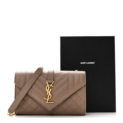 Saint Laurent Grain De Poudre Textured Mixed Matelasse Triquilt Small Monogram Satchel Dark Beige 10 of 10