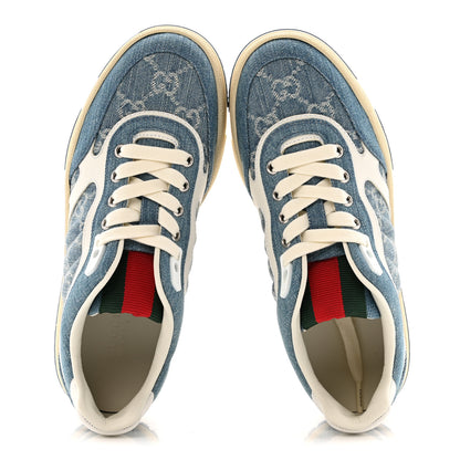 Gucci New Denim Delave GG Monogram Womens Re-Web Sneakers 37.5 Light Blue Royale 2 of 10