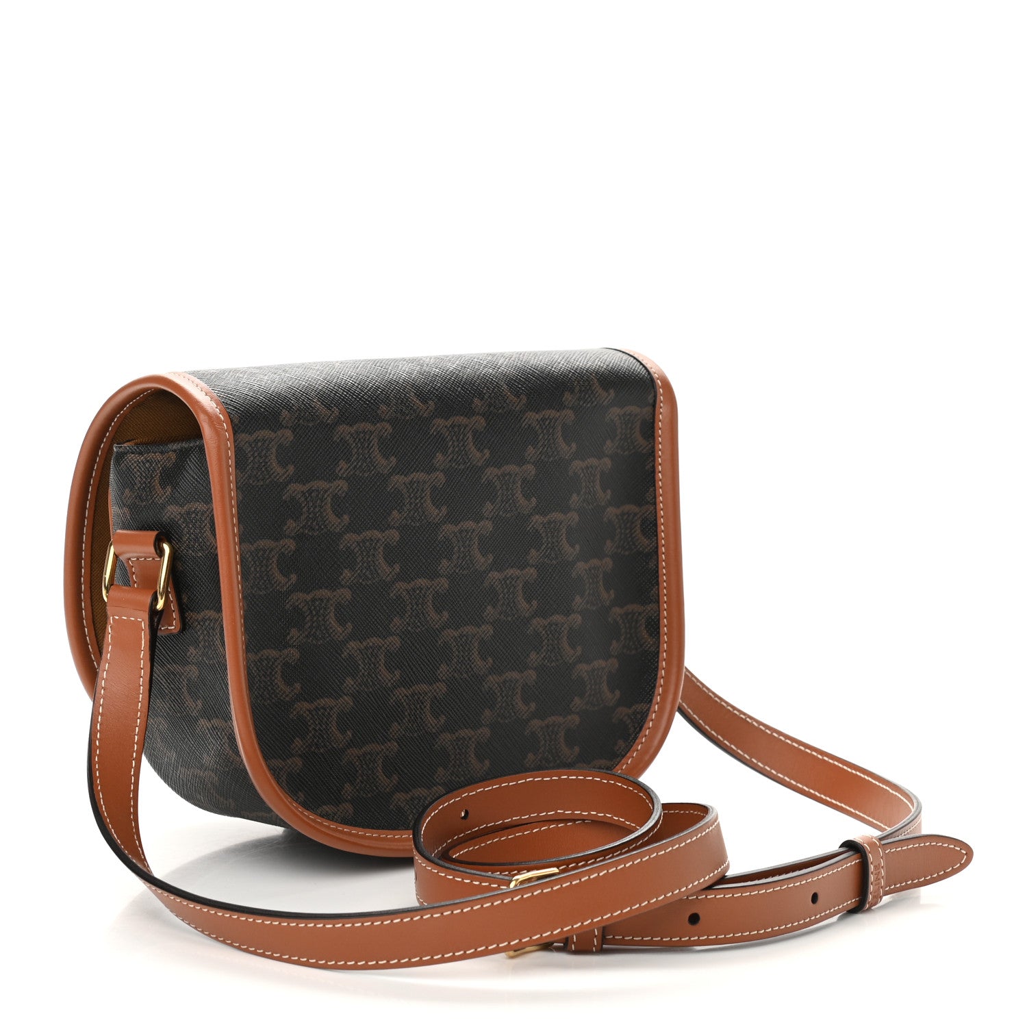 Celine Triomphe Canvas Medium Folco Bag Tan 3 of 8