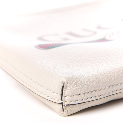 Gucci Pebbled Calfskin Medium Logo Portfolio Clutch White 6 of 9