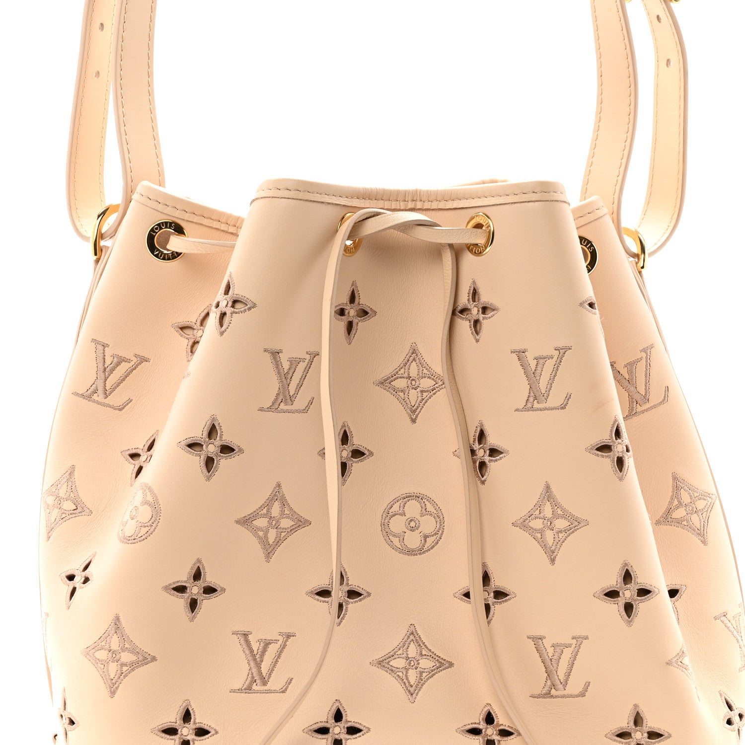 Louis Vuitton Calfskin Monogram Cutout Petit Noe Neutral 7 of 12