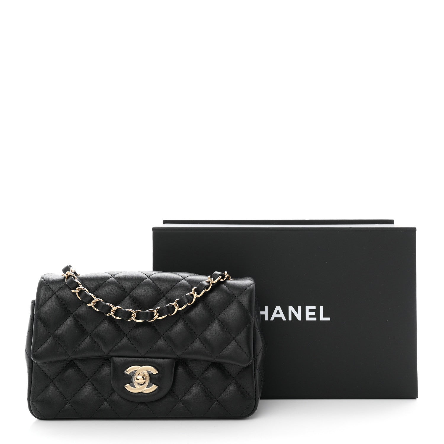 Chanel Lambskin Quilted Mini Rectangular Flap Black 1892232