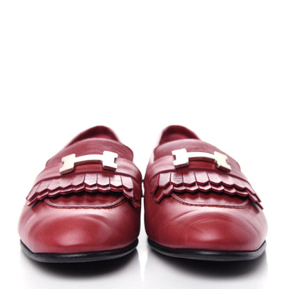Hermes Goatskin Womens Royal Loafers 36 Rouge Tibétain 2 of 10