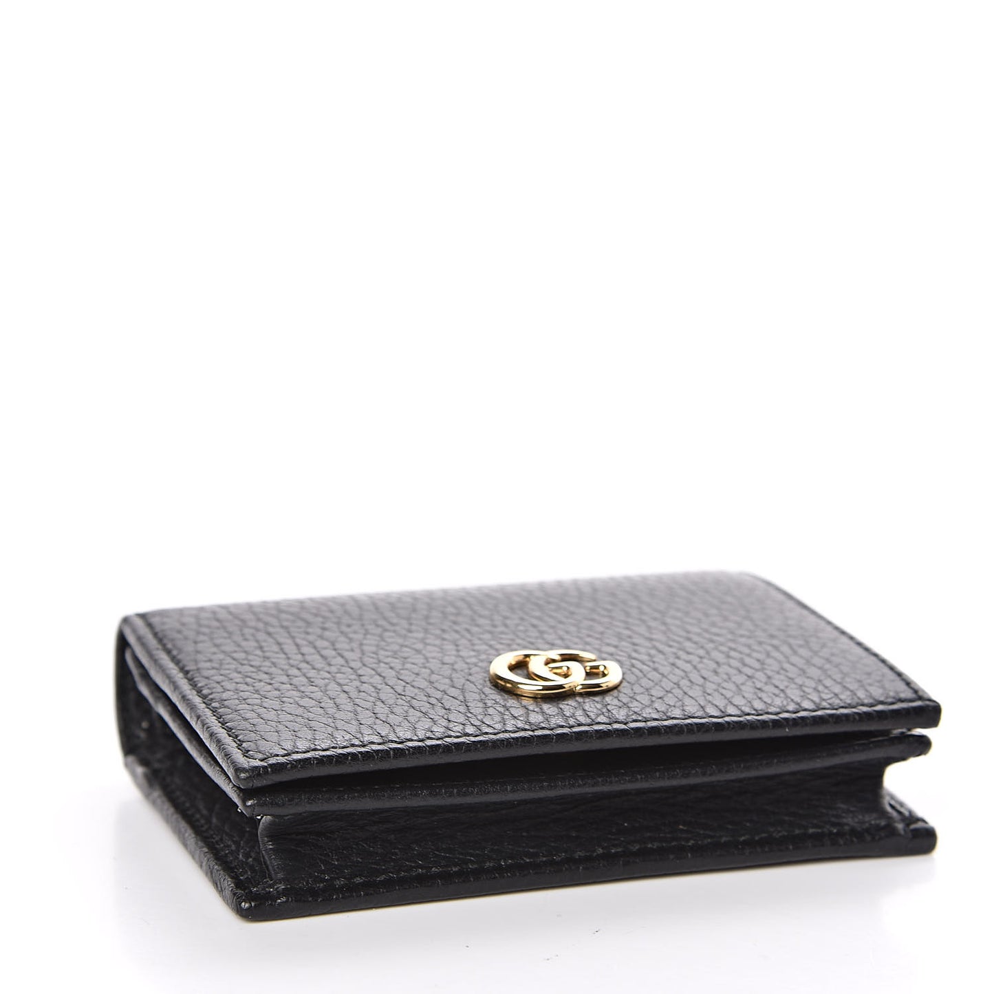 Pebbled Calfskin GG Marmont Card Case Black