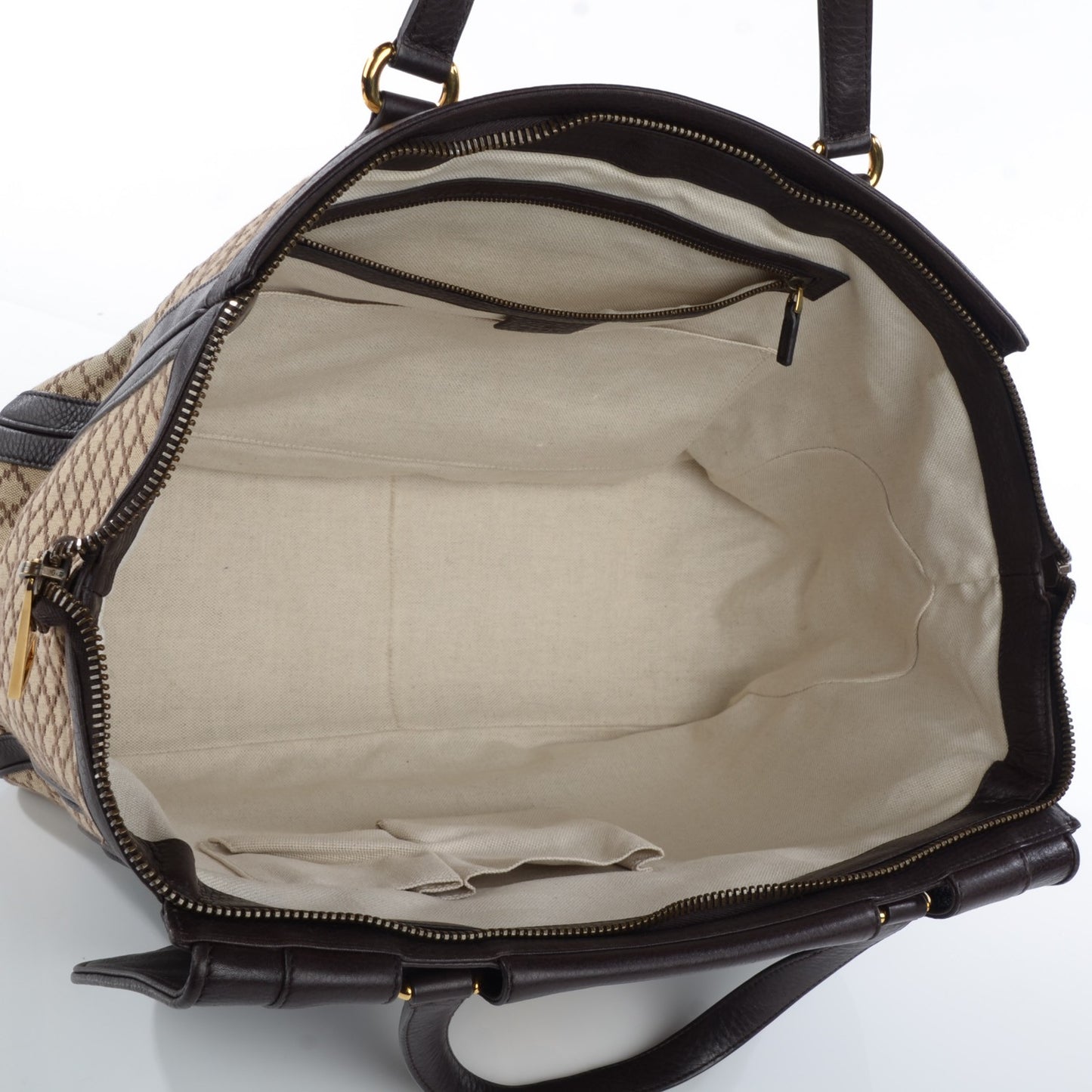 Diamante Cellarius Calfskin Medium 1973 Top Handle Bag Beige Ebony Cocoa