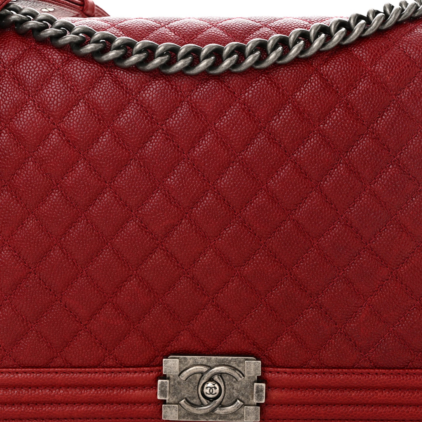 Caviar Quilted Large Boy Flap Dark Red
