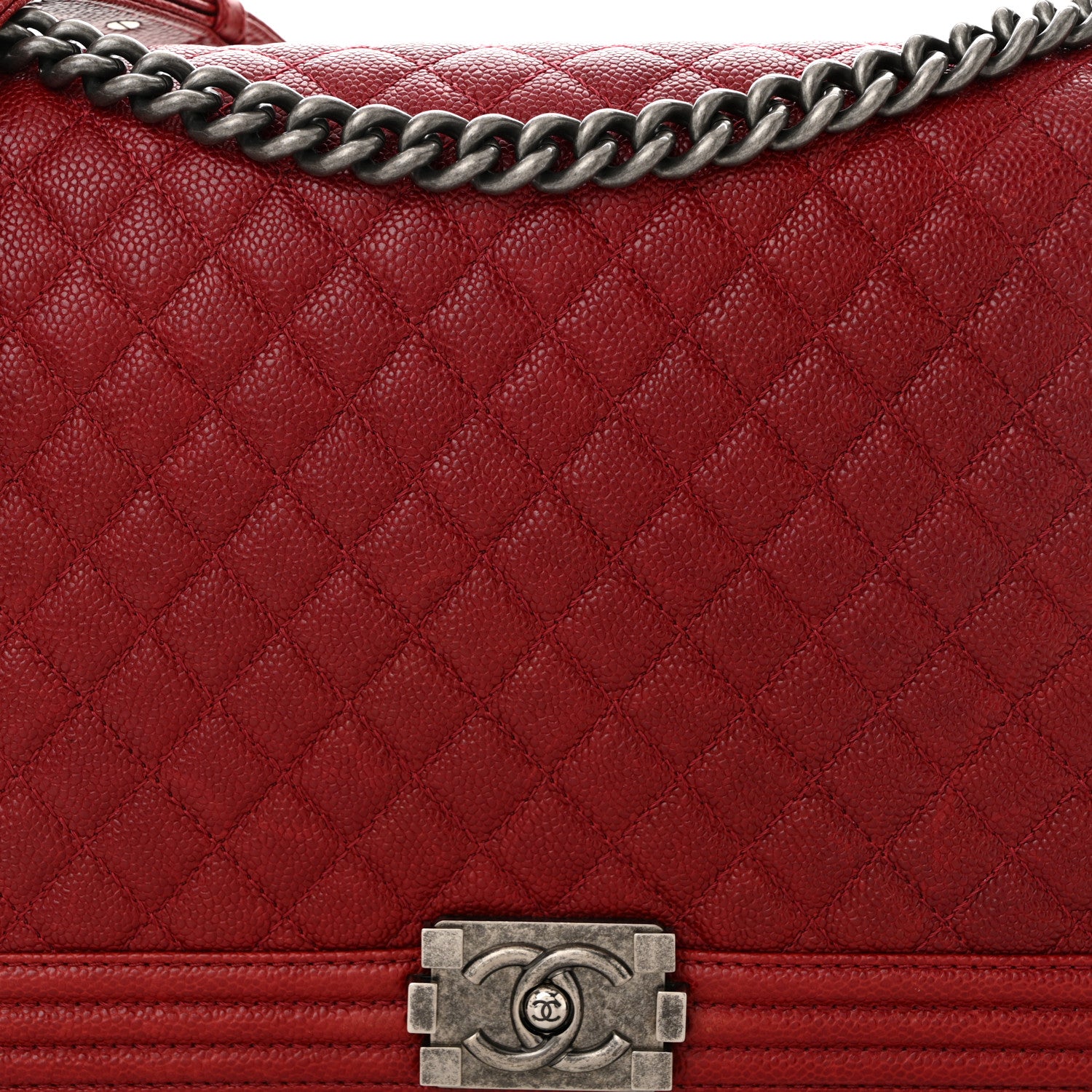 Chanel Caviar Quilted Large Boy Flap Dark Red 8 of 13