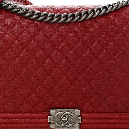 Chanel Caviar Quilted Large Boy Flap Dark Red 8 of 13